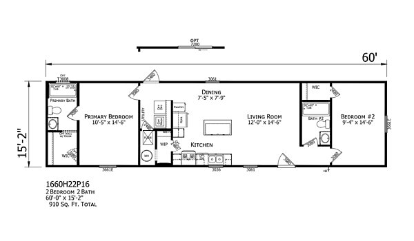 Champion Homes / The Ozark 1660H22P16 Lot #10 Layout 89387