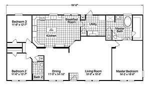 Pre-Owned / 2008 Bonanza Palm Harbor Homes Austin House Layout 77118