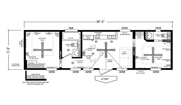 Creekside Cabin / CK-1135-SDQHB Layout 69691