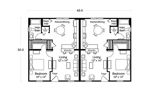 Multifamily Collection / Millington Duplex Layout 80696