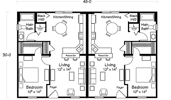 Multifamily Collection / Millington Duplex Layout 98405