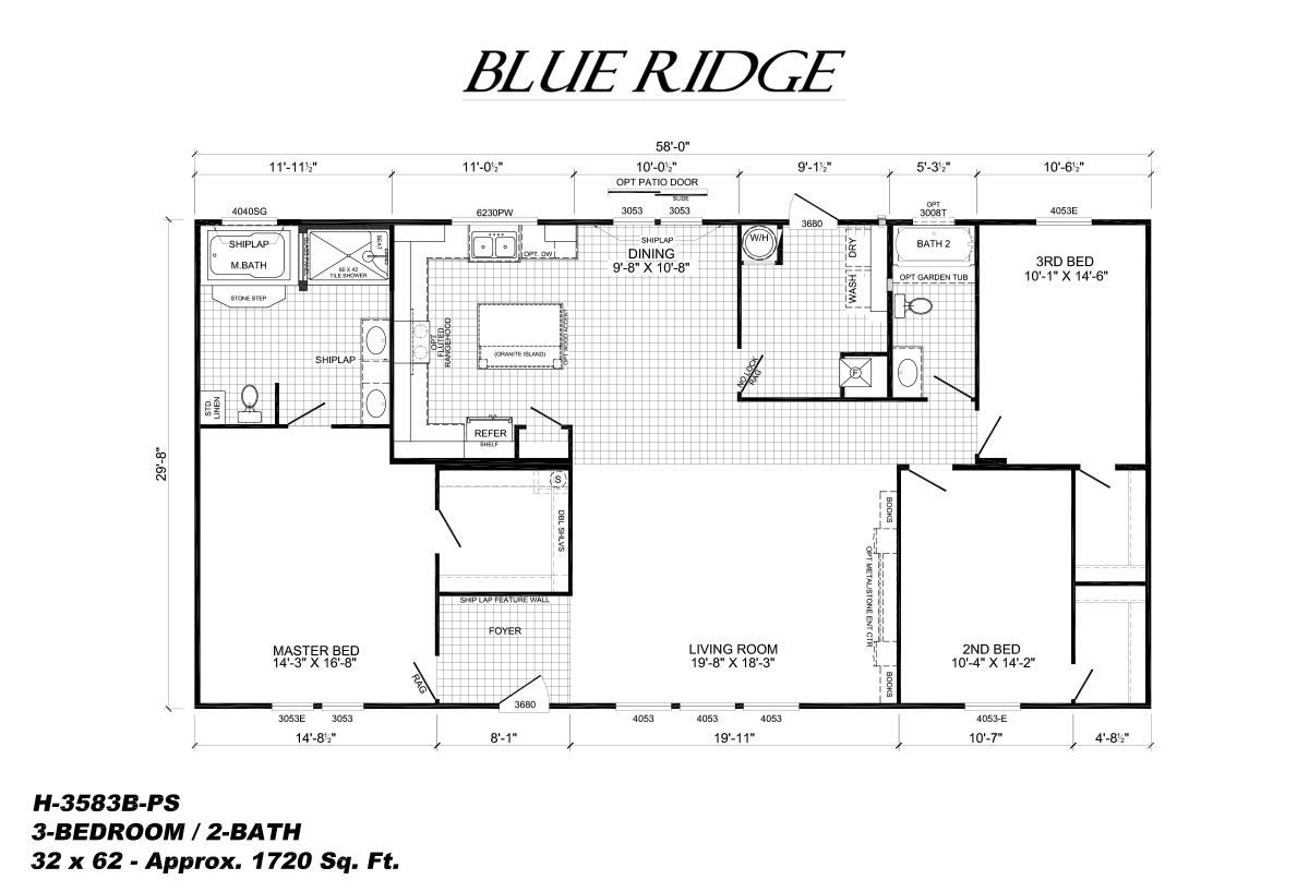 Blue Ridge - The Blue Ridge H-3583B-PS