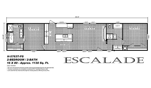 Signature Oaks / Escalade H-5763T-PS 2BR Layout 91984