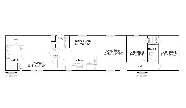 Solitaire Singlewide / ST16763B Layout 87290