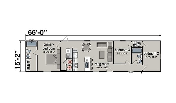 Lake Manor / Placid Three Bed 1001 1666H32P01 Layout 133248