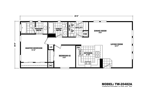 20' Wide Homes / TW-20482A Layout 60278