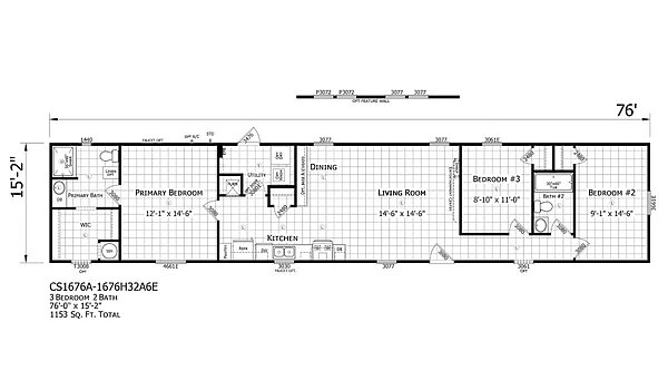 Champion Select Singlewides / CS1676A-1676H32A6E Layout 14492