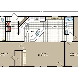 New Moon Doublewides / The Texan NM2856D Layout 33107