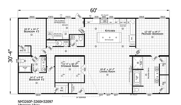 New Moon Doublewides / NM3260F-3260H32097 Layout 53931