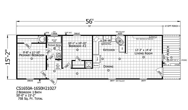 Champion Select Singlewides / CS1650A-1650H21027 Layout 63233