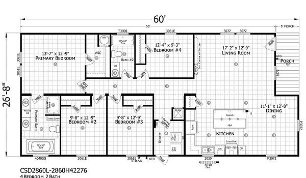 Champion Select Doublewides / CSD2860L-2860H42276 Layout 76432