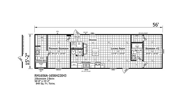 Redman Singlewides / RM1656A-1656H22043 Layout 126905