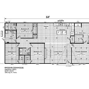 Redman Doublewides / RM3264A-3264H43106 Layout 126910