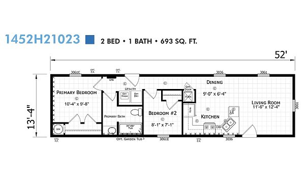 Paramount Singlewide / 1452H21023 Layout 94299