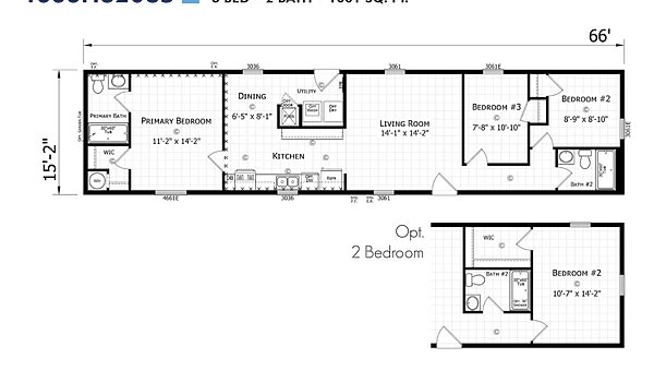 Paramount Singlewide / 1666H32085 Layout 94315