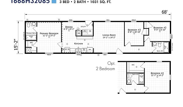 Paramount Singlewide / 1668H32085 Layout 94319