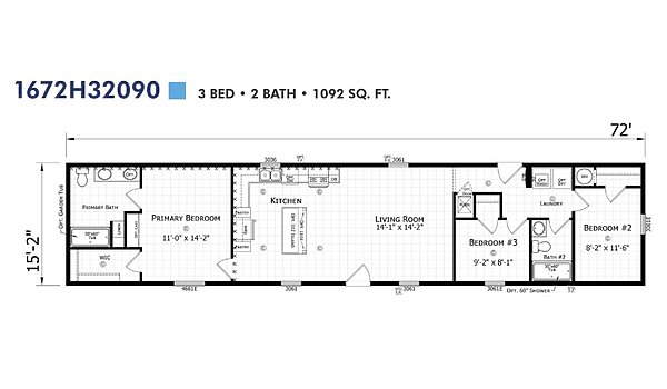 Paramount Singlewide / 1672H32090 Layout 94323