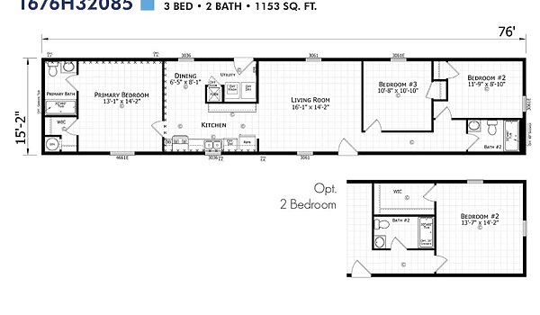 Paramount Singlewide / 1676H32085 Layout 94324