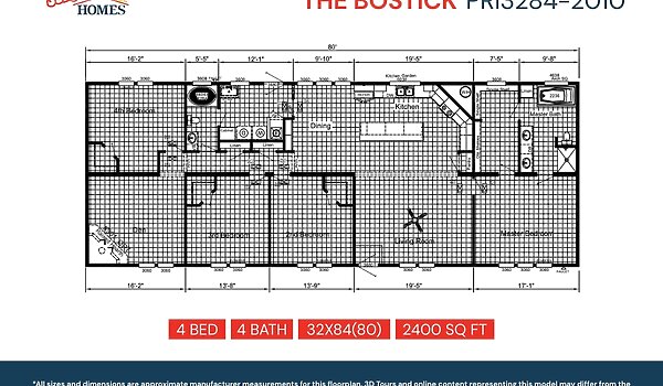 Prime / The Bostick PRI3284-2010 with 8 foot Sidewalls 4+2 Layout 56525