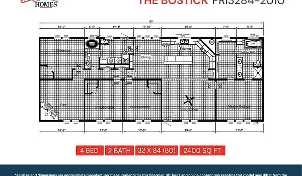 Prime / The Bostick PRI3284-2010 with 8 foot Sidewalls 4+2 Layout 56525