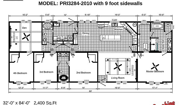 Prime / PRI3284-2010 with 9 foot sidewalls Layout 99232