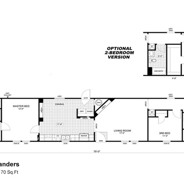 Marlette Single Section The Sanders 2465MARA Texas Built Mobile Homes