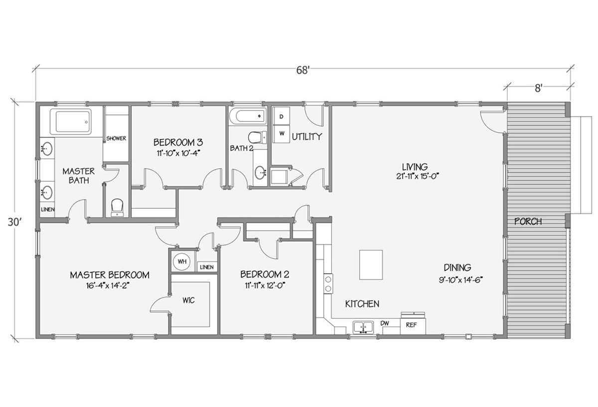 Prefab Cottage Series Tidewater 8007-72-3-32 by Franklin Homes 