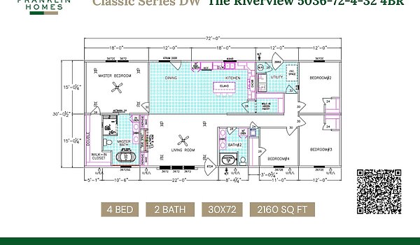 Classic Series DW / The Riverview 5036-72-4-32 4BR Layout 102063
