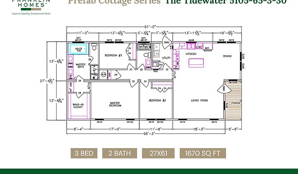 Prefab Cottage Series / Tidewater 5105-65-3-30 Layout 130375