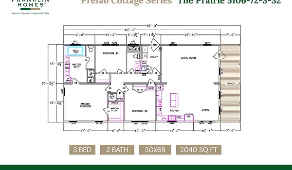 Prefab Cottage Series / Prairie 5106-72-3-32 Layout 130376