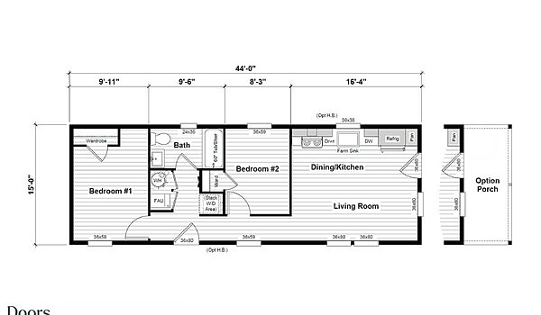 Harmony Series / Doors HR-1644-2B Layout 87510