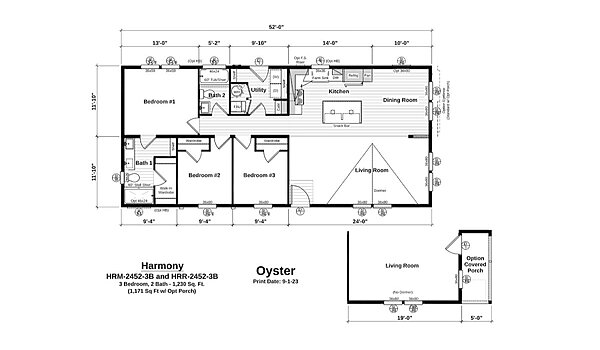 Harmony Series / Oyster HR-2452-3B Layout 92157