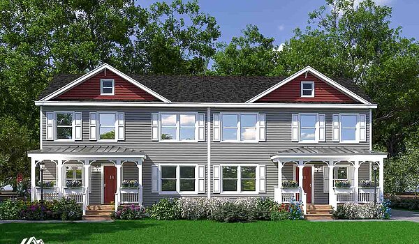Preferred Series / Amelia Cozy Cottage Two Story Duplex Exterior 129006