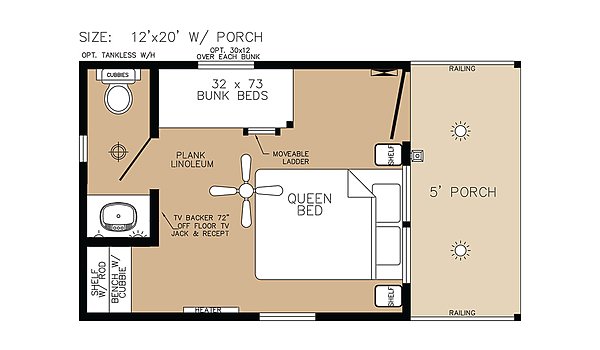 America's Park Cabins Premium Cabin Series / APC-PC-15FP Layout 56129