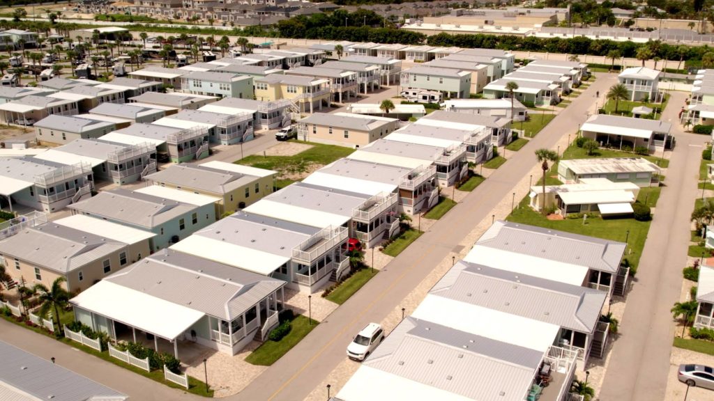 Aerial photo of a manufactured home community