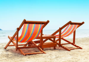 A pair of beach chairs