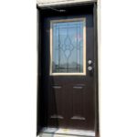 36 x 80 Brown Half Beveled Glass Door with Clay Trim and FVS